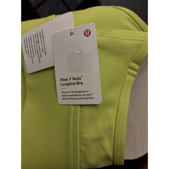 Lululemon Flow Y Nulu Longline Bra, A-C Cup Color WSBI (Wasabi) Green Size 8 New - Picture 5 of 6